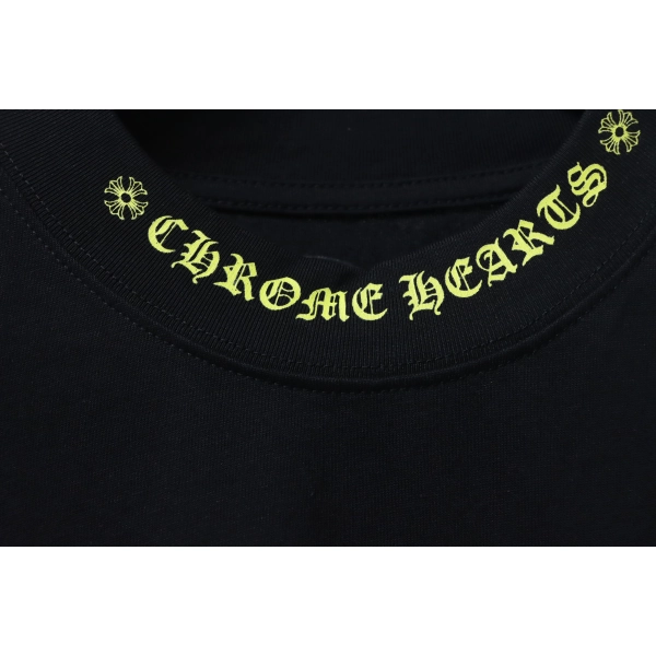 Chrome Hearts Yellow Neck Logo Sleeve T-Shirt Black