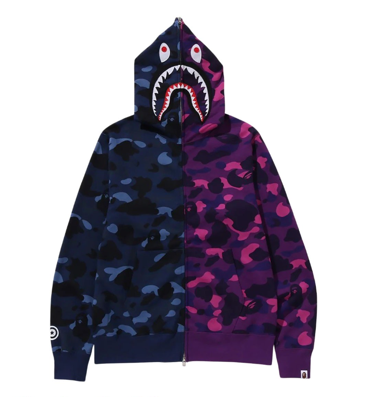 OBO BAPE Color Camo 1/2 Shark Full Zip Hoodie Navy Camo