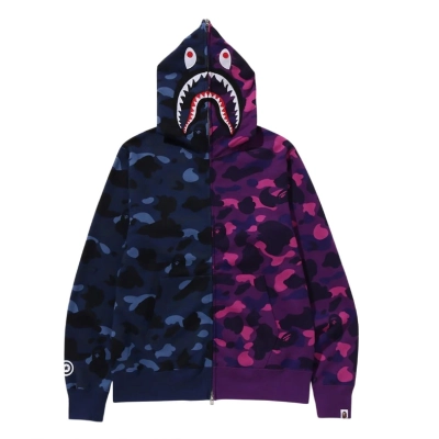 OBO BAPE Color Camo 1/2 Shark Full Zip Hoodie Navy Camo 01