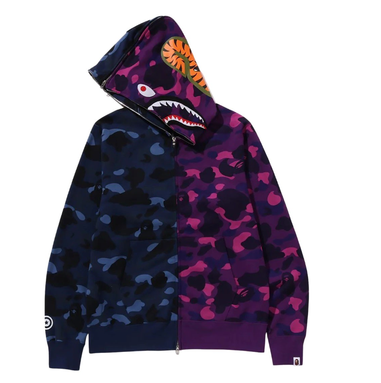 OBO BAPE Color Camo 1/2 Shark Full Zip Hoodie Navy Camo