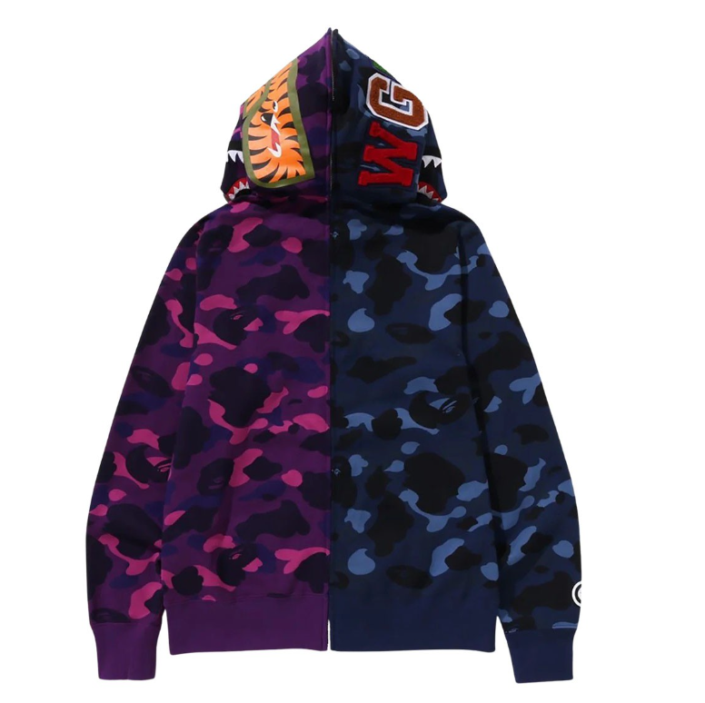 OBO BAPE Color Camo 1/2 Shark Full Zip Hoodie Navy Camo