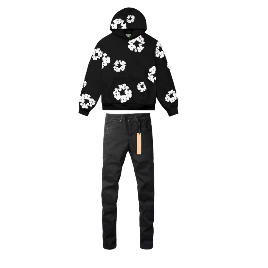 Denim Tears The Cotton Wreath Hoodie Black + KSUBI Jeans-3004