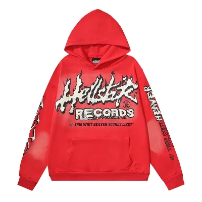 Hellstar Hell Red Flare star Retro washed distressed Print Hoodie Red + KSUBI Jeans-3004 02