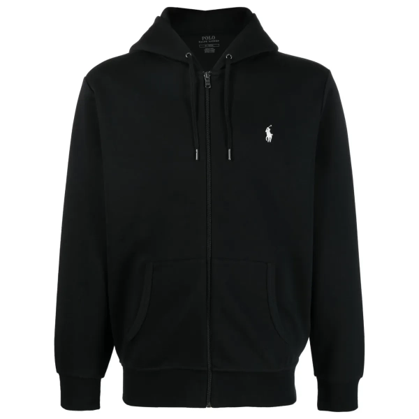 Polo Ralph Lauren Men's Double Knit Full-Zip Hoodie Sweatshirt Black + Balenciaga Fleece Sweatpants