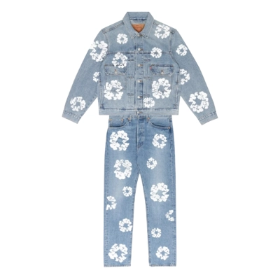 Denim Tears Type - 2 All Over Wreath Light Wash Jacket + Denim Tears The Cotton Wreath Jean Light Wash 01