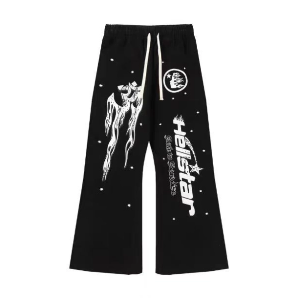 Hellstar Sport Logo Gel Black T-Shirt White + Hellstar Studios Records sweatpants Black