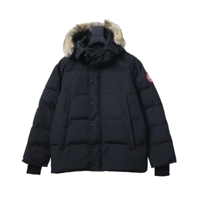 Canada Goose 388M Classic Parker 29 Down Jacket Black + Balenciaga x Adidas Three-Bar Washed Jeans Blue 02