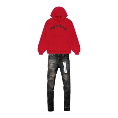 Sp5der VVS Hoodie Red + Purple Brand Fashion Men Jeans YZ072413 01