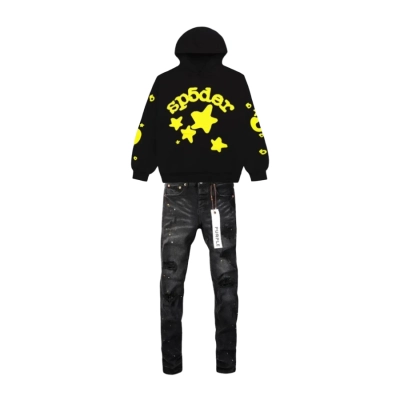 Sp5der Beluga Hoodie Onyx Yellow + Purple Brand Fashion Men Jeans YZ072426 01