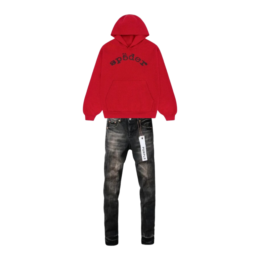 Sp5der VVS Hoodie Red + + Purple Brand Fashion Men Jeans YZ072413