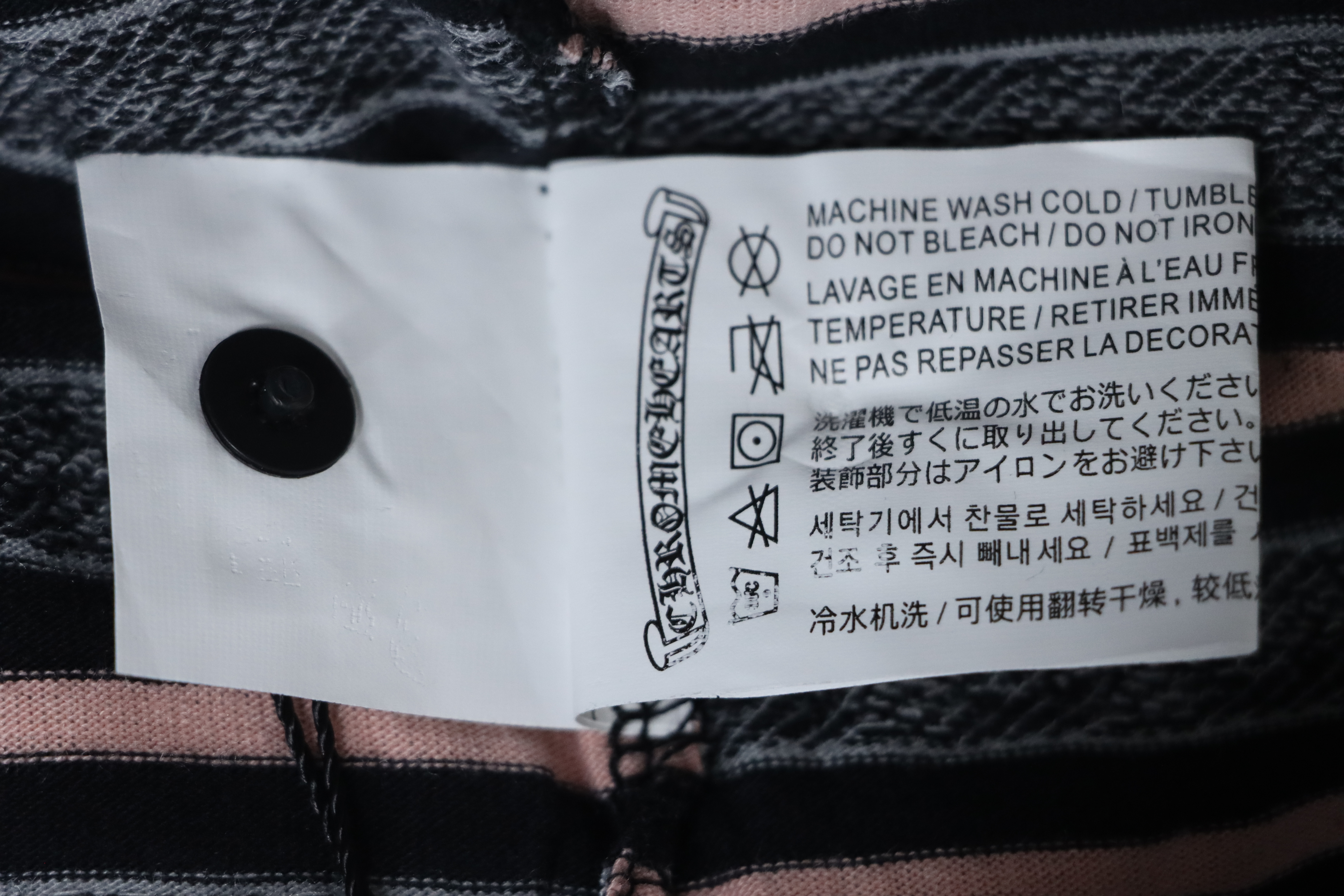 Chrome Hearts 25FW Striped Collared Long-Sleeve T-Shirt Black White and Red