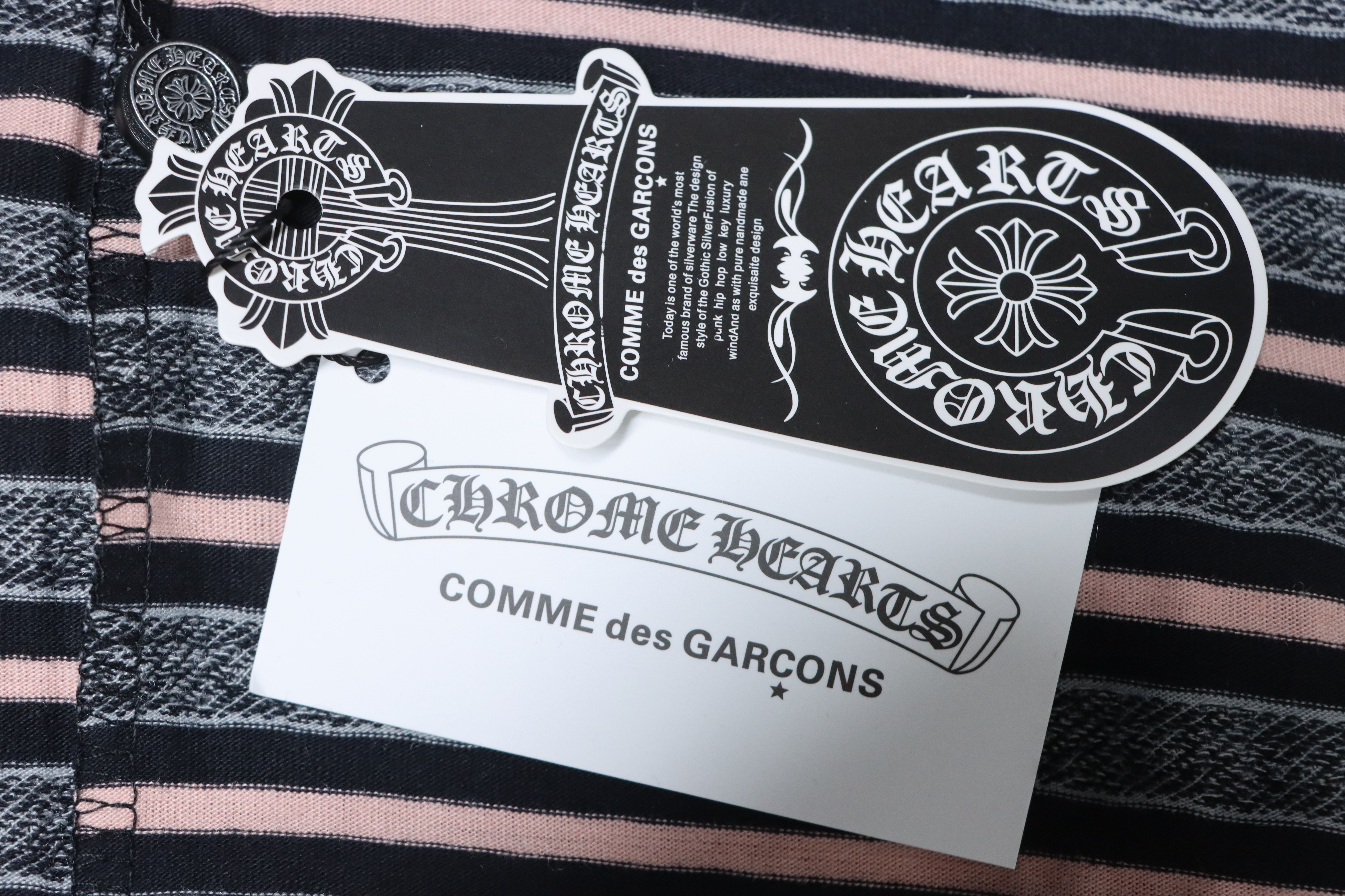 Chrome Hearts 25FW Striped Collared Long-Sleeve T-Shirt Black White and Red