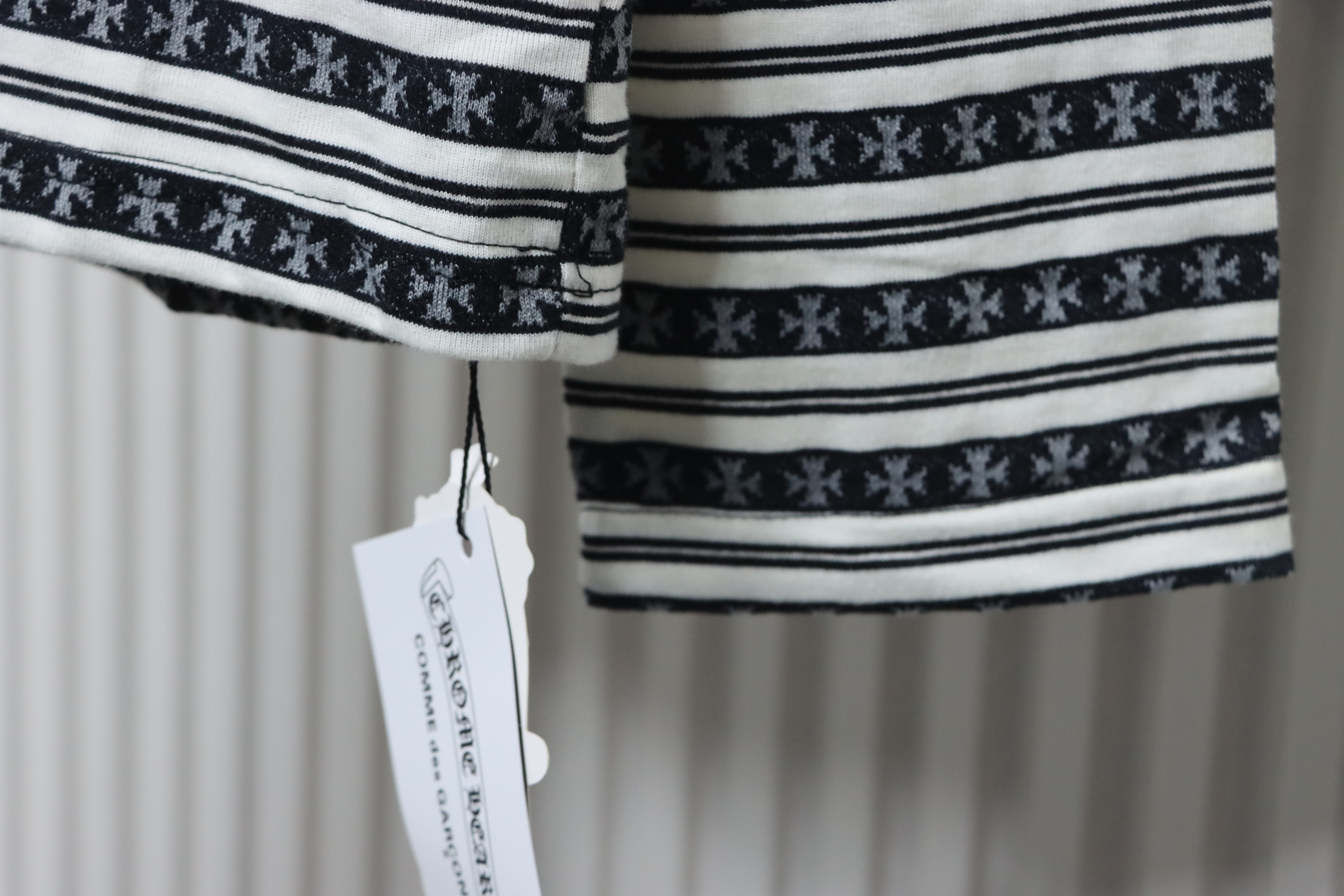 Chrome Hearts 25FW Striped Collared Long-Sleeve T-Shirt in Black and White