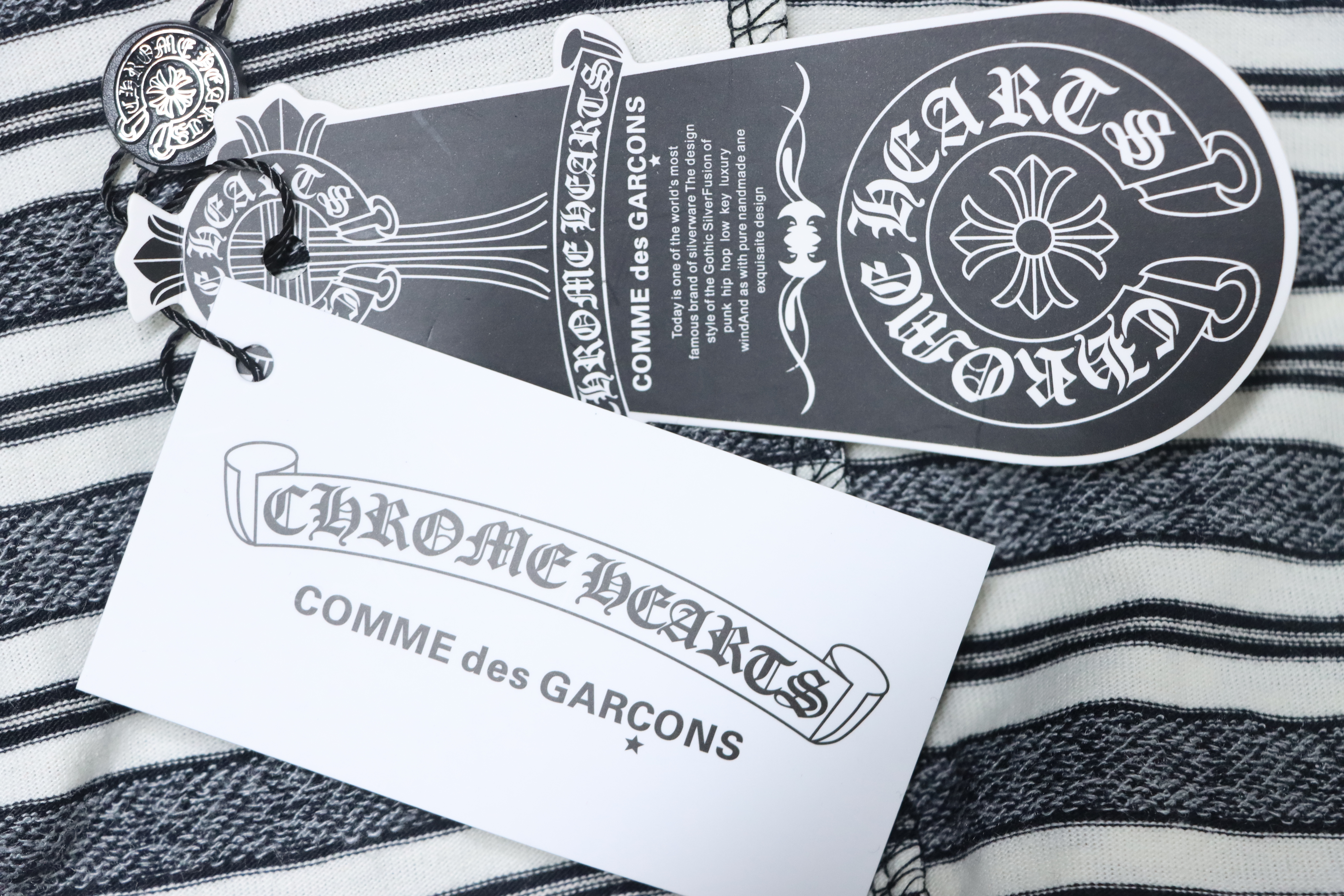 Chrome Hearts 25FW Striped Collared Long-Sleeve T-Shirt in Black and White