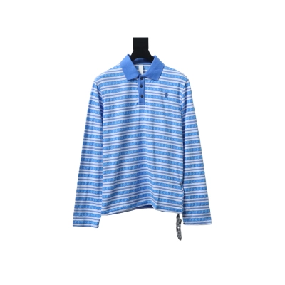 Chrome Hearts 25FW Striped Polo Collar Long Sleeve T-Shirt Blue 01
