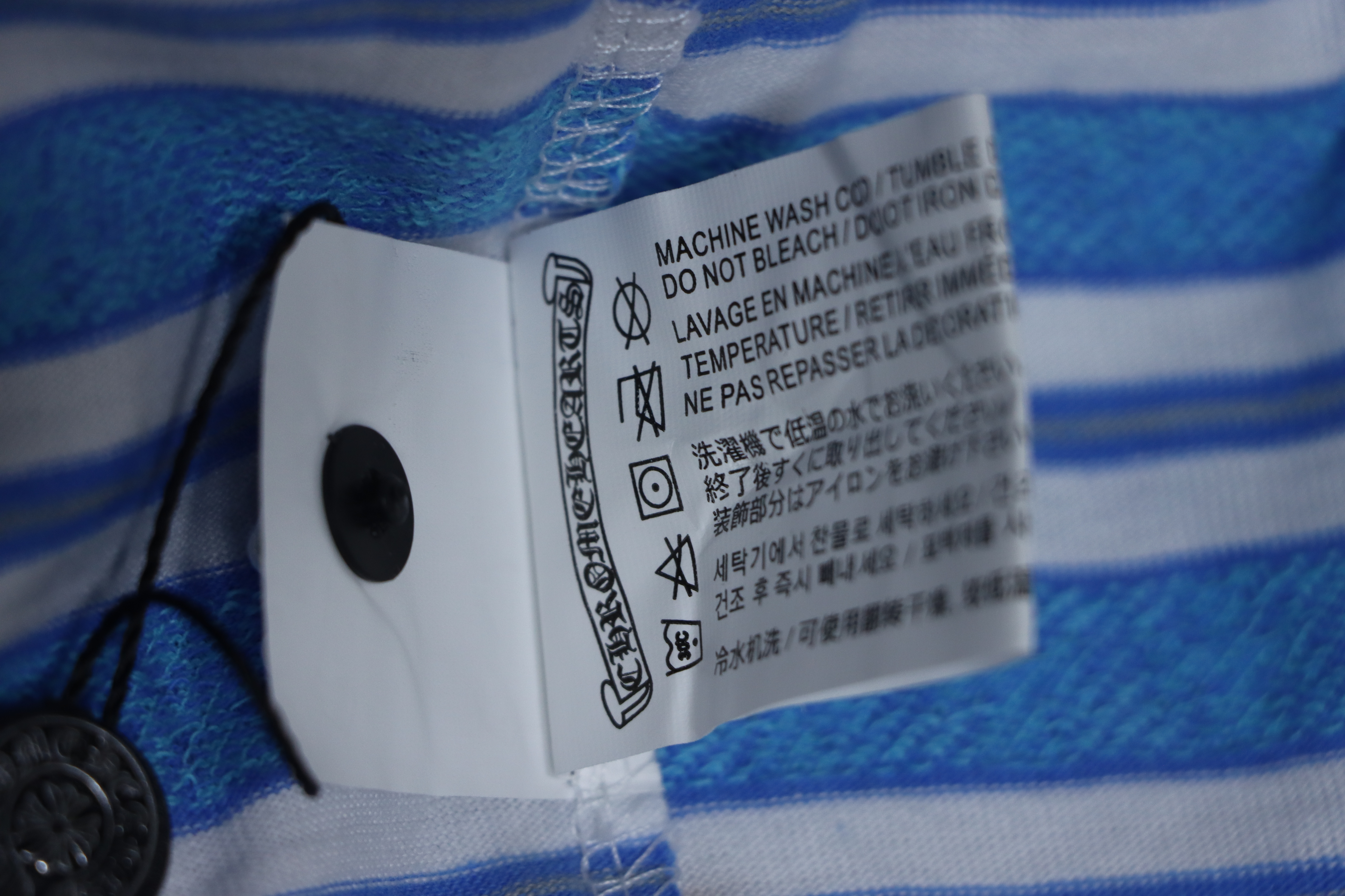 Chrome Hearts 25FW Striped Polo Collar Long Sleeve T-Shirt Blue