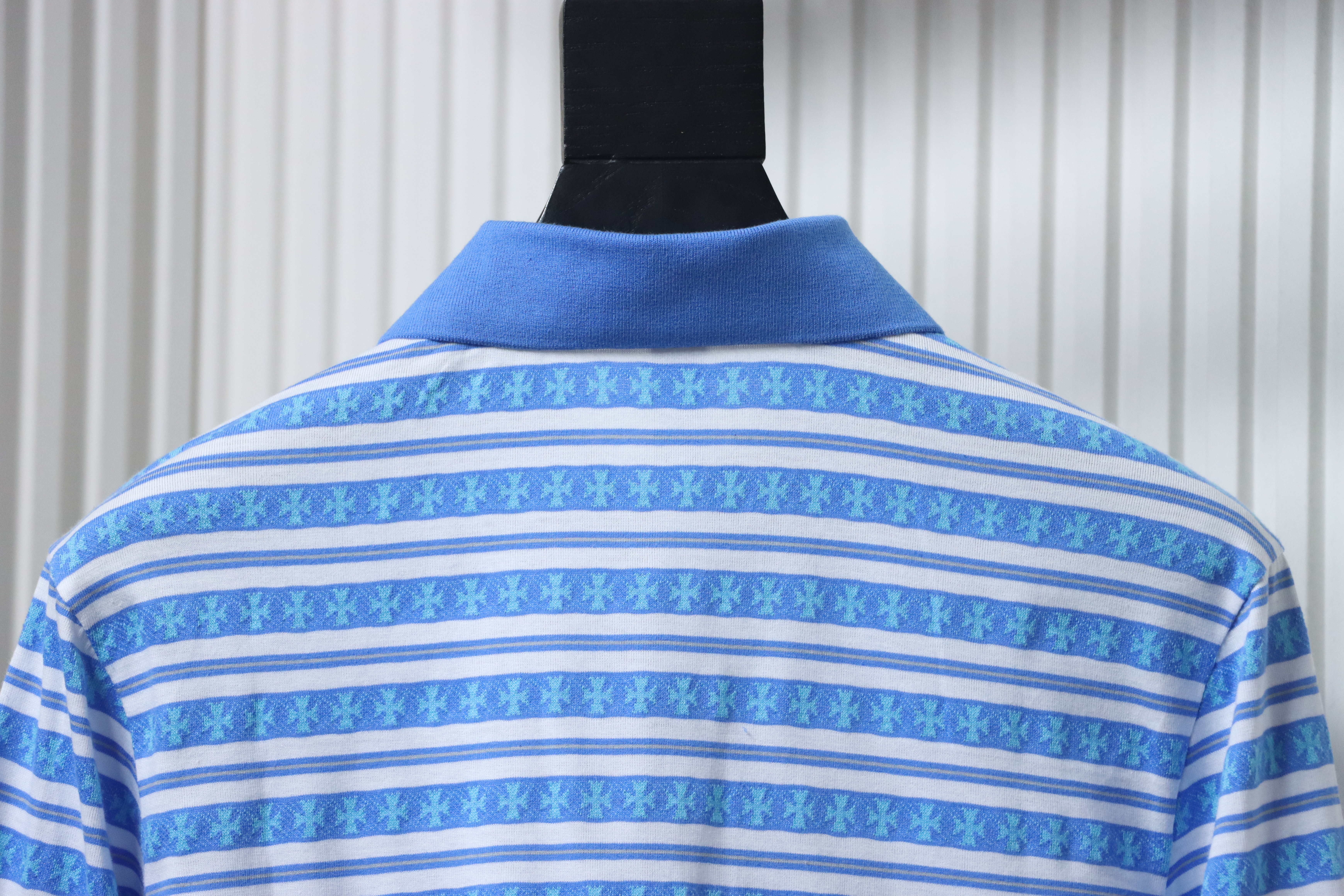 Chrome Hearts 25FW Striped Polo Collar Long Sleeve T-Shirt Blue