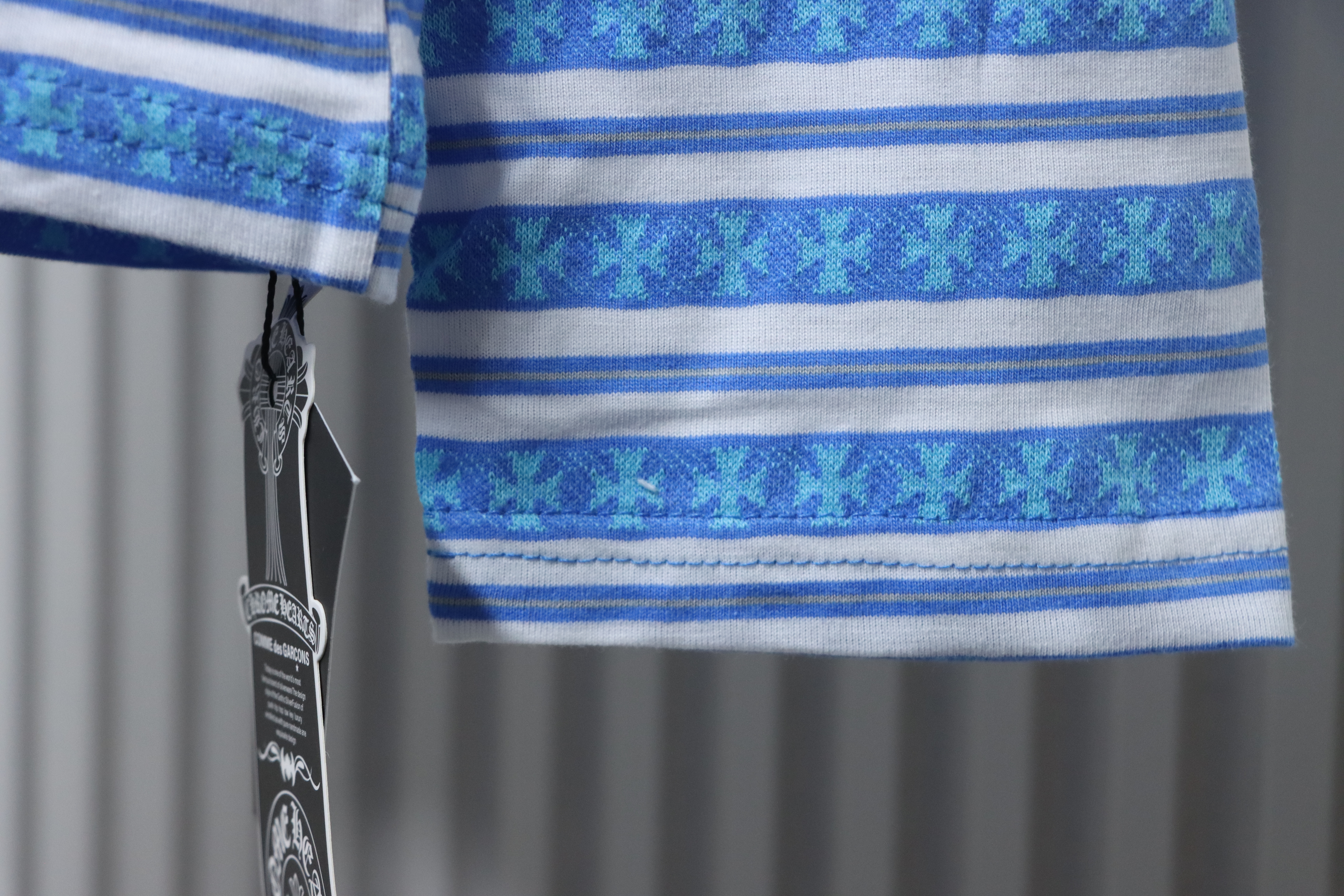 Chrome Hearts 25FW Striped Polo Collar Long Sleeve T-Shirt Blue