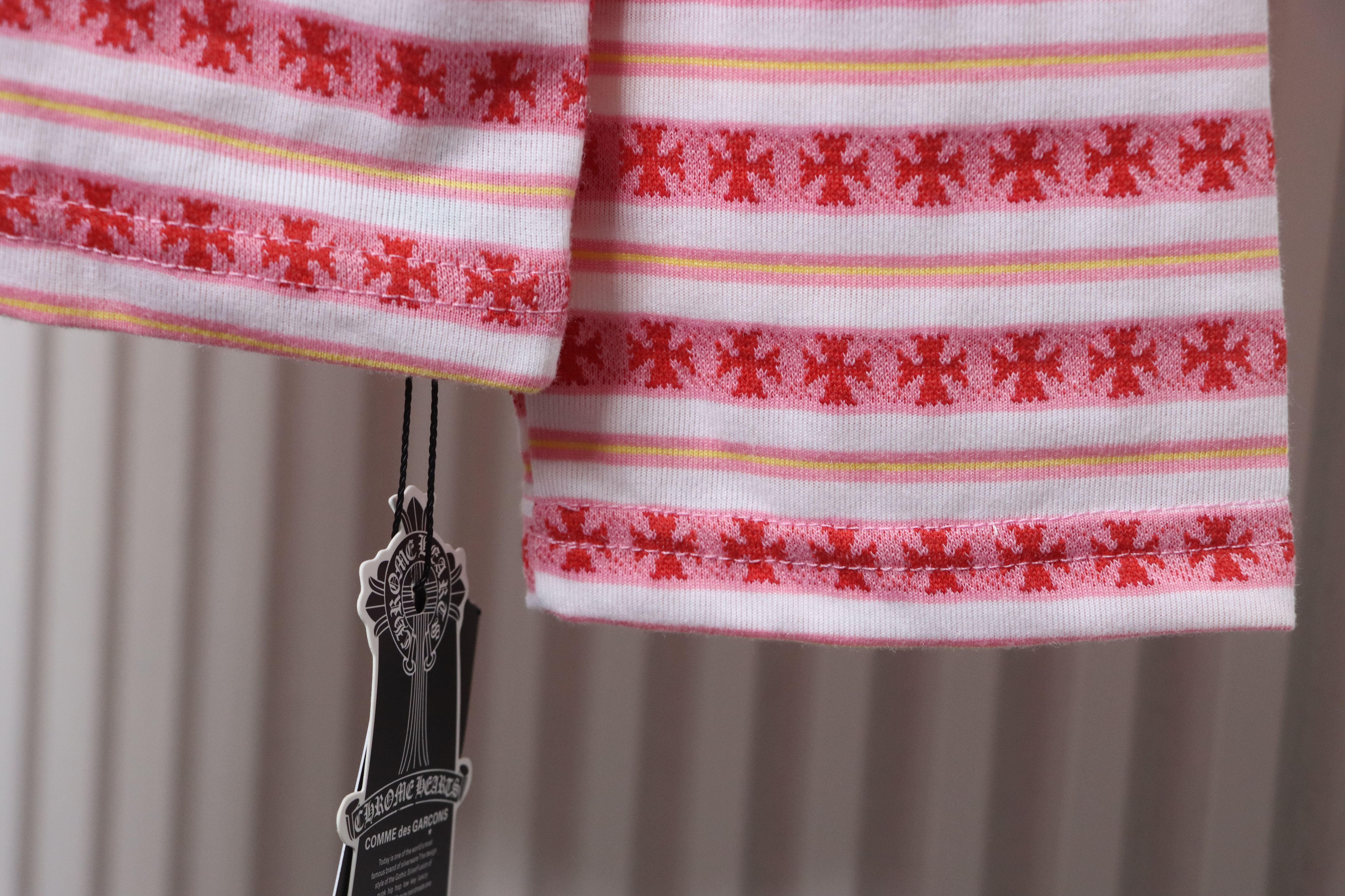 Chrome Hearts 25FW Striped Polo Collar Long Sleeve T-Shirt Pink