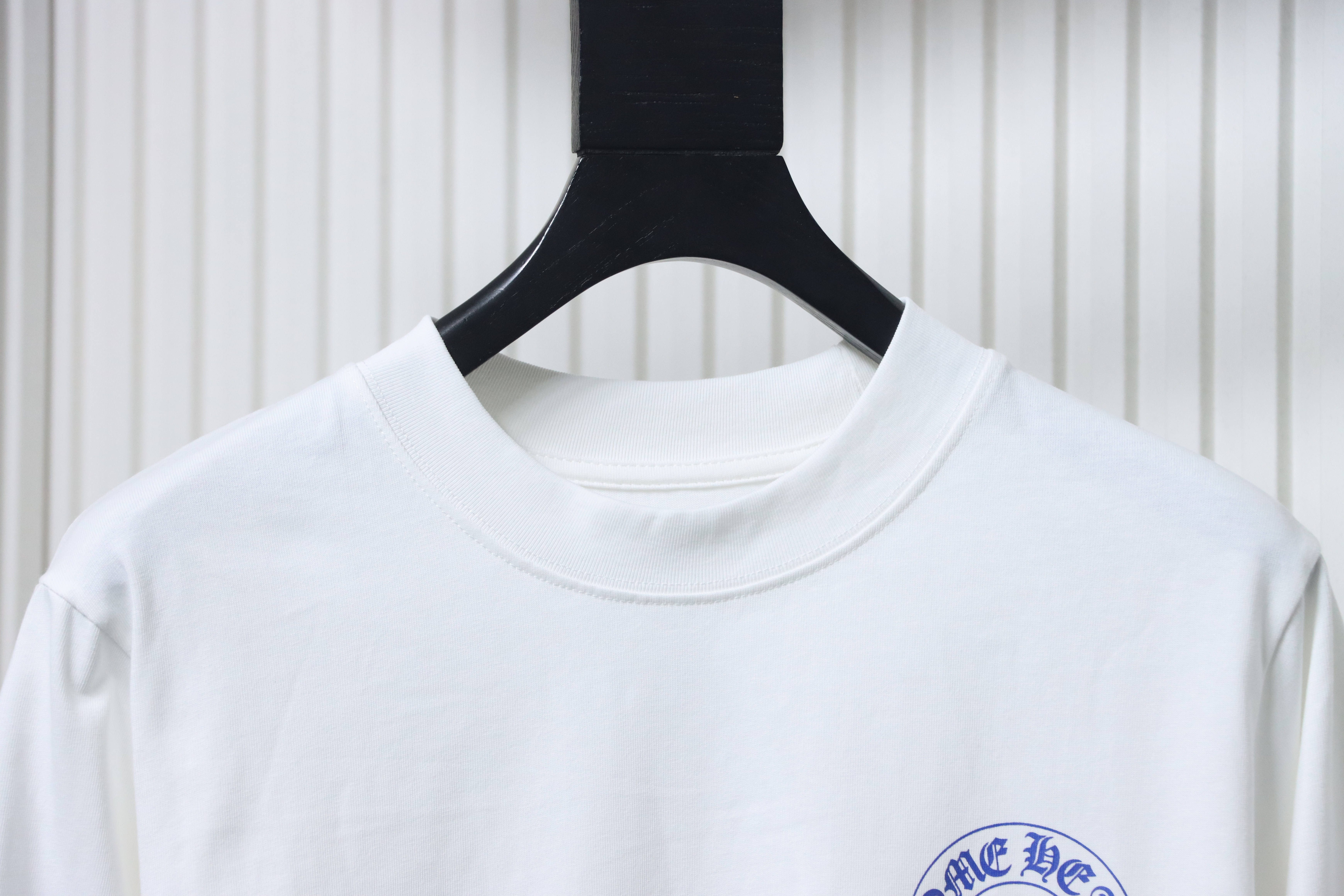 Chrome Hearts CH 25ss Blue Horseshoe Cross Crew Neck Long Sleeve White