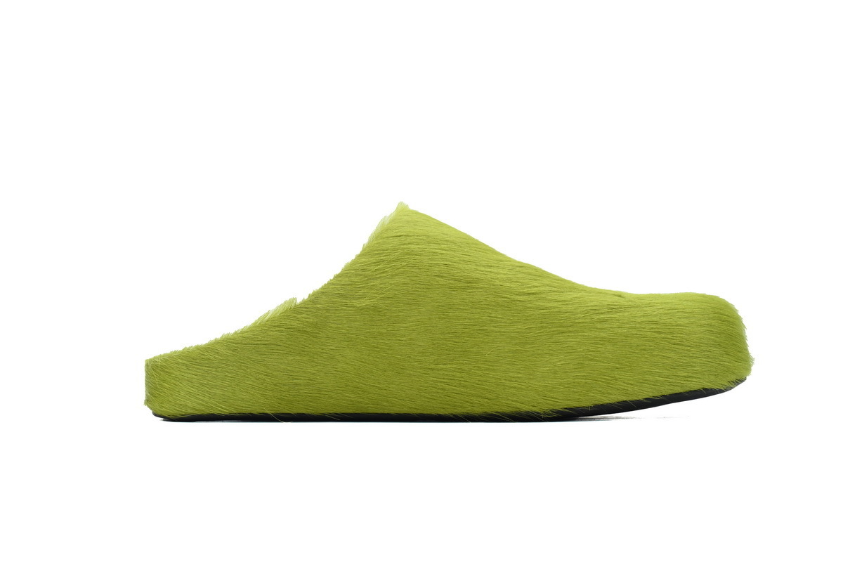 Marni Long-Hair Calfskin Fussbett Sabot Green SBMR000600P412200V07