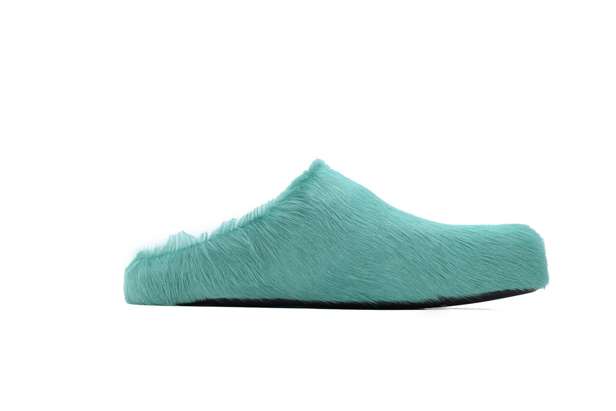 Marni Long-Hair Calfskin Fussbett Sabot Green SBMR000600P412200V38