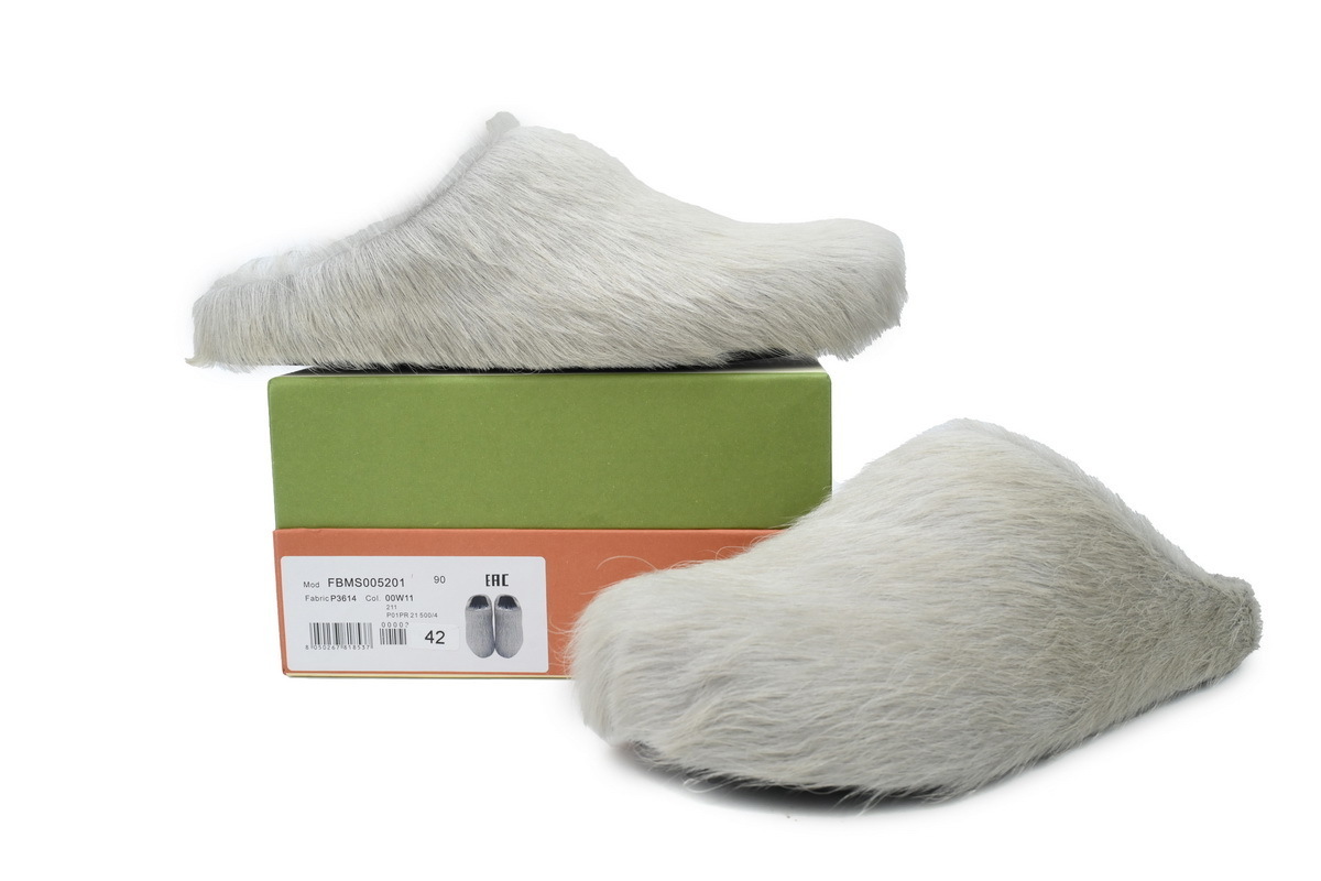 Marni Long-Hair Calfskin Fussbett Sabot Grey SBMR000600P412200N15