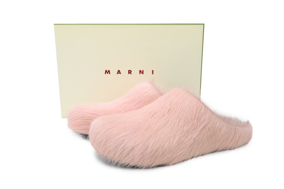 Marni Long-Hair Calfskin Fussbett Sabot Pink SBMS004601P412200C29