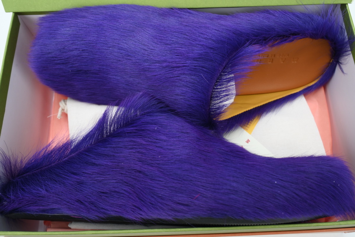 Marni Long-Hair Calfskin Fussbett Sabot Purple SBMR000600P623600C74