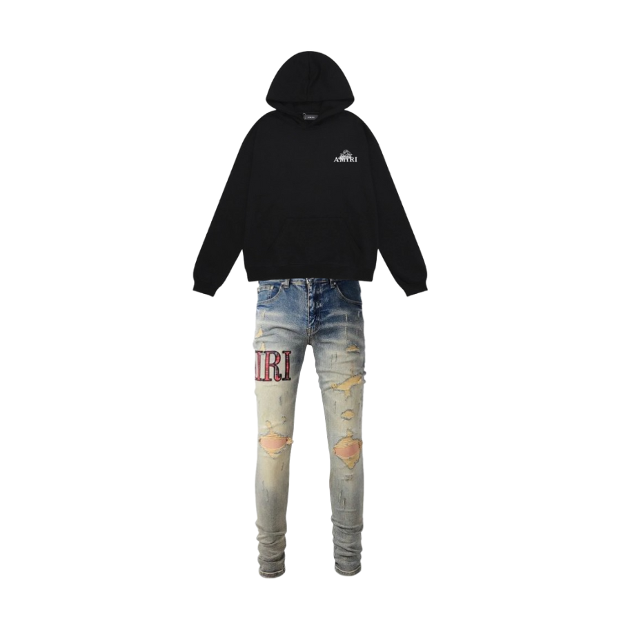Amiri Cupid Angel Print Hoodie #9218 Black + Amiri Jean 888