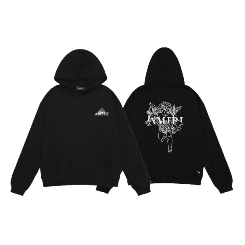 Amiri Cupid Angel Print Hoodie #9218 Black + Amiri Jean 888