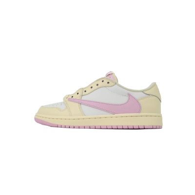 Top Version Travis Scott x Air Jordan 1 Low Reverse Hook Powder IQ7604-100 01