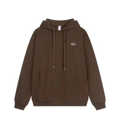 Alo Yoga Accolade cotton-blend French Terry Hoodies Brown 01