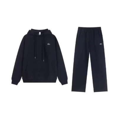 Alo Yoga Accolade Cotton Hoodie & Joggers Set Dark Blue 01