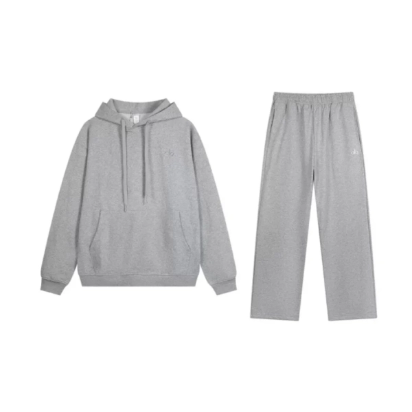 Alo Yoga Accolade Cotton Hoodie & Joggers Set Gray