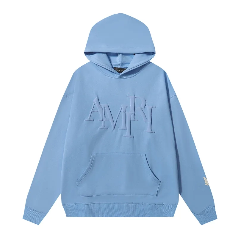 AMIRI Staggered Logo Hoodie #9273 Sky Blue + Purple Brand Jeans #103