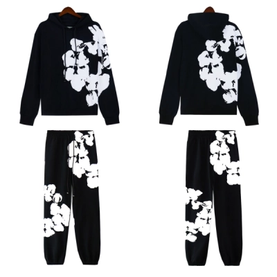 Denim Tears Big Cotton Wreath Hoodie & Sweatpant Set #5671-8215 Black 01