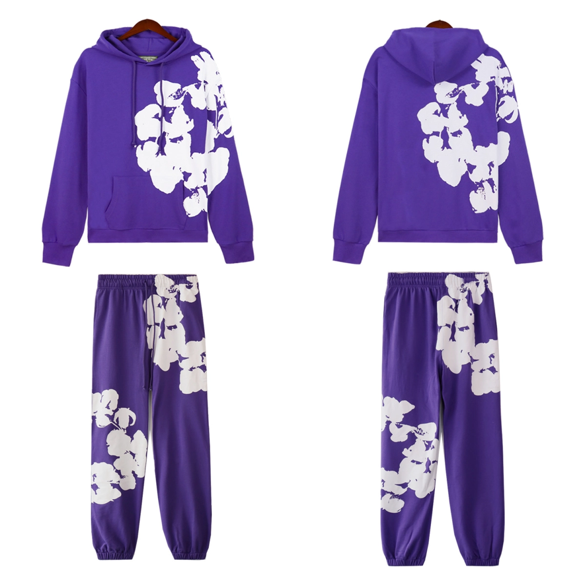 Denim Tears Big Cotton Wreath Hoodie & Sweatpant Set #5671-8215 Purple