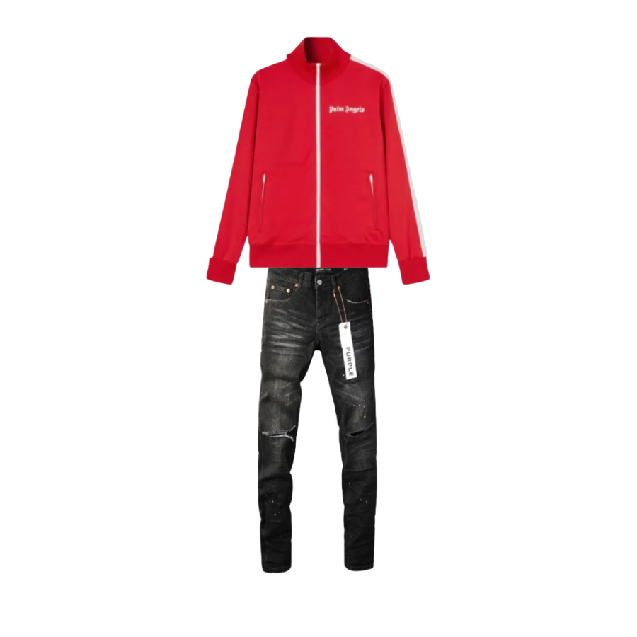 Palm Angels Track Jacket Red + Purple Brand Fashion Men Jeans YZ072428