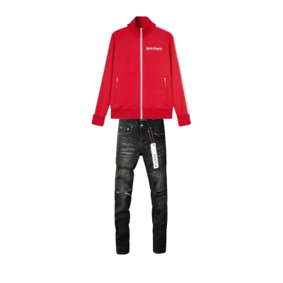 Palm Angels Track Jacket Red + Purple Brand Fashion Men Jeans YZ072428 01