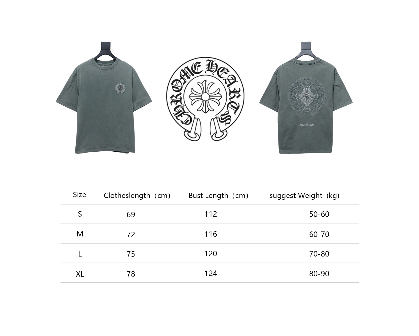 Chrome Hearts Horseshoe Logo T-shirt Grey Green