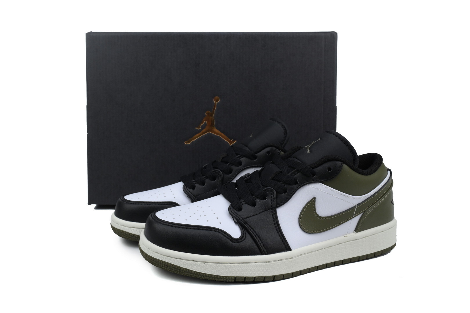 Air Jordan 1 Low Black Toe Medium Olive 553558-092