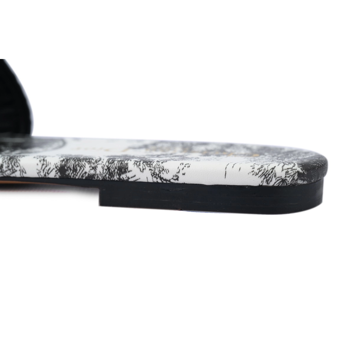 Dior Dway Slide Cloth Printed Sandals Black