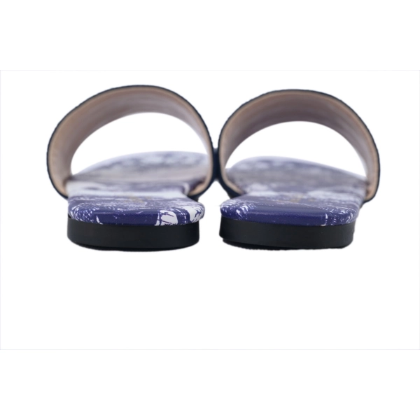 Dior Dway Slide Cloth Printed Sandals Deep Blue KCQ209TSZ_S68B