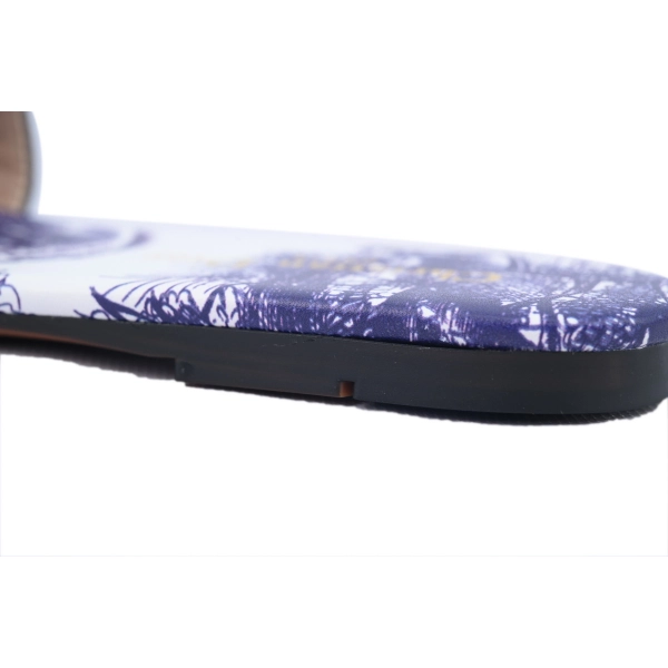 Dior Dway Slide Cloth Printed Sandals Deep Blue KCQ209TSZ_S68B
