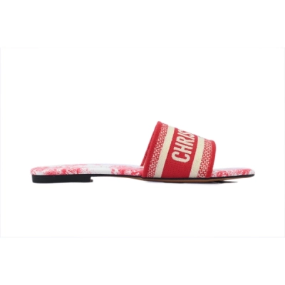 Dior Dway Slide Cloth Printed Sandals Red KCQ209DME_S79W 02