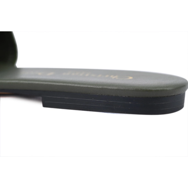 Dior Dway Slide Dark Green Embroidered Cotton