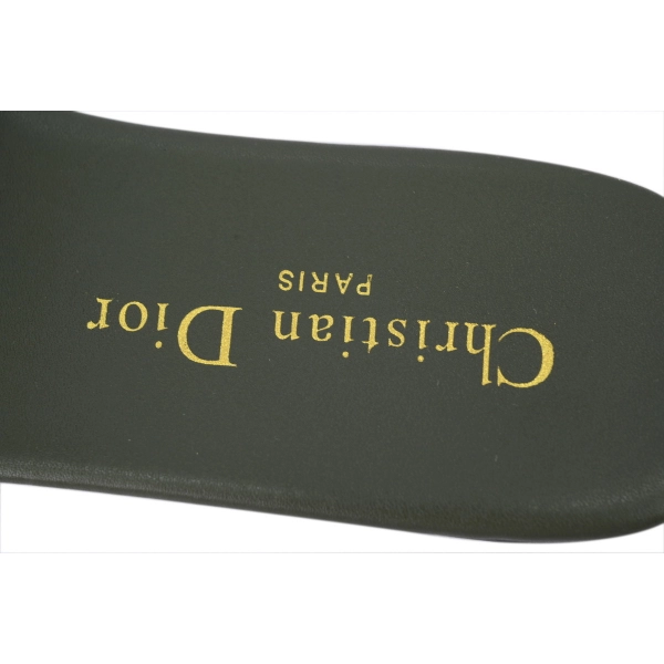 Dior Dway Slide Dark Green Embroidered Cotton