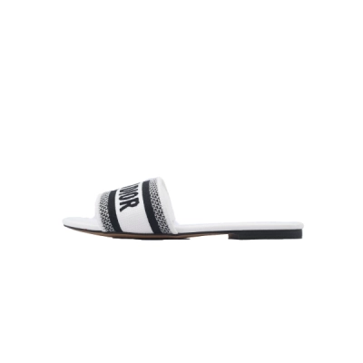 Dior Dway Slide Embroidered Monogram White Sandals 01
