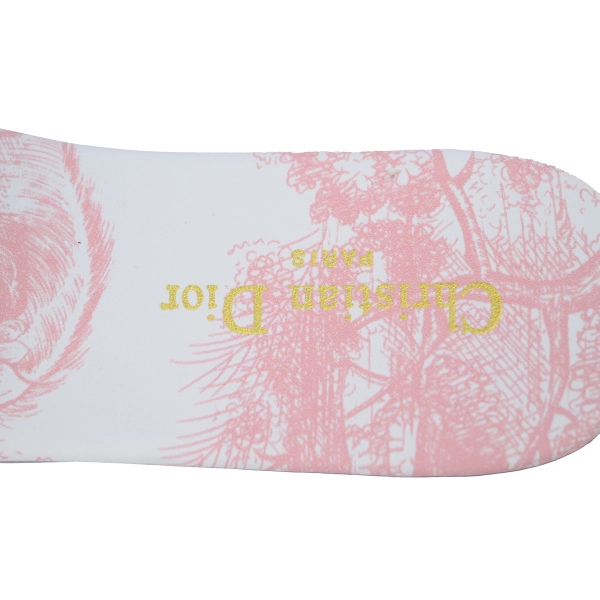 Dior Dway Slide Pink Embroidered Cotton Cloth Printed Sandals